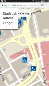 bild på Trafiken.nu mobilversion parkeringsplatser, Stockholm, 2017-02-10